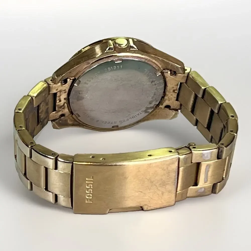 FOSSIL Women’s Gold Tone Crystal Bezel Pink Dial Watch ES3071